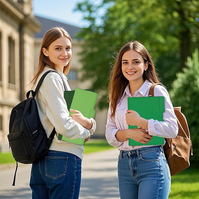 12Pcs Green File Folders Letter Size Colored Manilla File Folders with 1/3-cut Tabs Decorative File Pockets for Office School Business Home Organizer (12, Green Series)