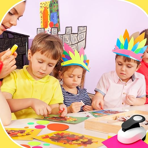 Chengu 6 Pcs Circle Punch Set 3in/2in/1.5in/1in/0.6in/0.3in Scrapbook Hole Punchers Crafting with 10 Sticker Paper Round Cutter Scrapbook for Office Supplies DIY Albums Photos