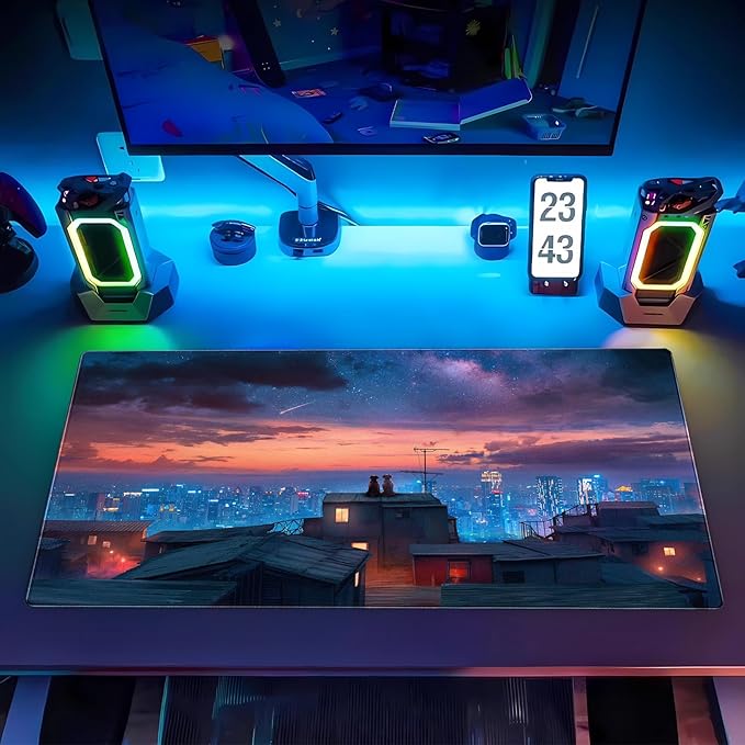 Desk Pad Mat, Extended XL Large Gaming Mousepad with Stitched Edges, Non-Slip Computer Mat Pad for Desk, Keyboard and Mouse mat 31.5 x 15.7 in