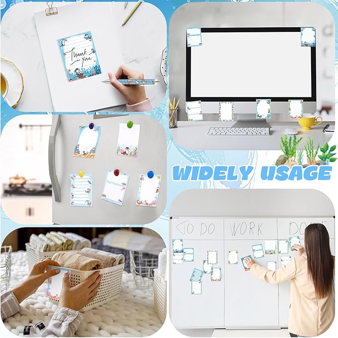 24 Pcs Otter Sticky Notes with Pens Themed Gifts Self Adhesive Notepad Cute Memo Notes Pads Black Ink Ballpoint Pen for Otter Lover Gifts Office School Students Teacher Supplies