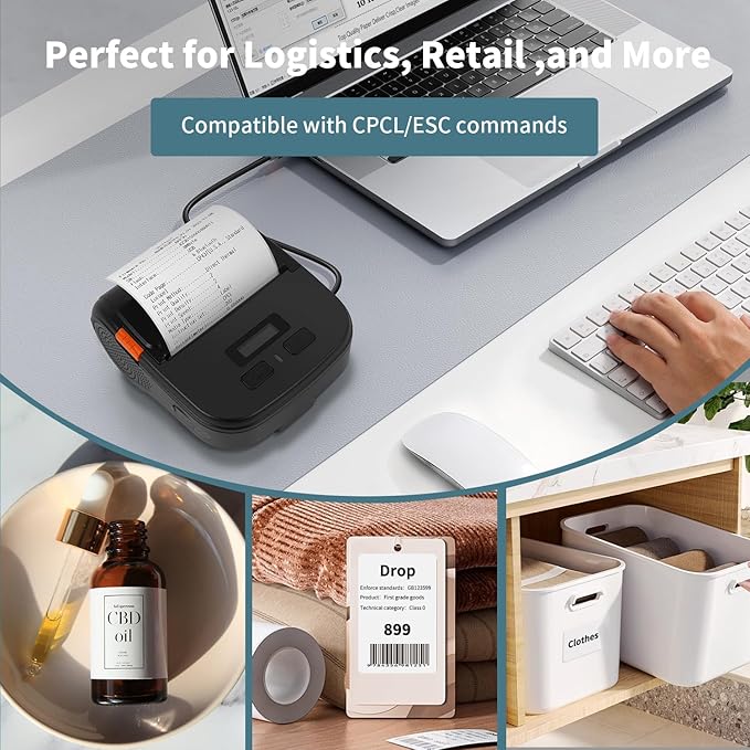Bluetooth Label Maker Machine with Tape, Portable Thermal Printer for Small Business,Waterproof Label, Inkless Labeler for Home, Kitchen, School, Office Organization, Black