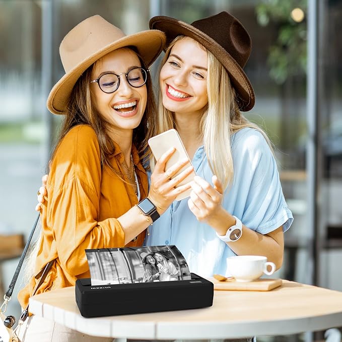 Rongta Inkless Portable Printer for Travel, 300Dpi Wireless Bluetooth Thermal Printer, Compatible with Android/iOS & Laptop,Support 8.5" X 11" US Letter&A4 Thermal Paper Roll (Black)