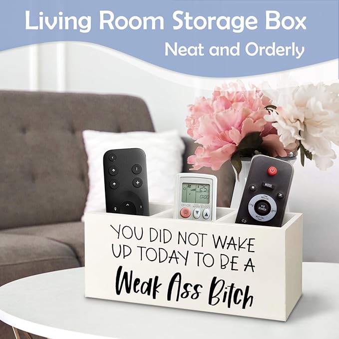 SNNDER Motivational Office Pen Holder for Desk, Inspirational Gifts for Women Men, You Did not Wake Up Today to Be a Weakass Funny Wooden Pen Pencil Holder Organizer for Home Office Desk Accessories