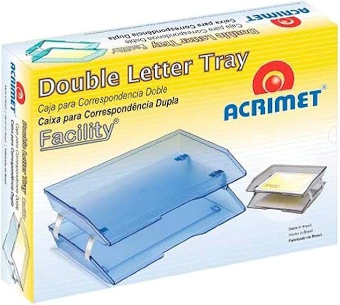 Acrimet Facility 2 Tier Letter Tray, Side Load, Letter Size/A4, Desktop File Organizer, Plastic (Clear Blue Color)