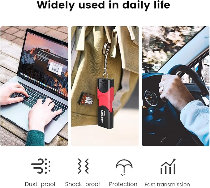 256 GB USB 3.0 Flash Drive KOOTION Flash Drive 3.0 Thumb Drive Retractable 256G Memory Stick USB Drive Jump Drive Rugged with LED Indicator for Data Storage and Transfer