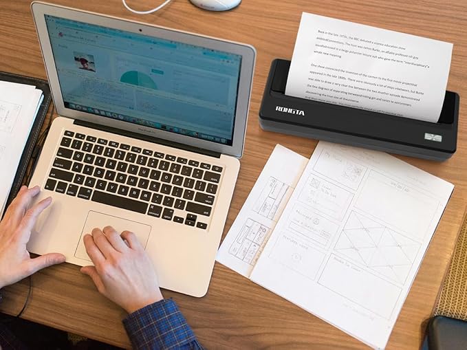 Portable Printer Wireless, Bluetooth WiFi Printers for Home Use, Small Inkless Thermal Printer for Travel, Supports 8.5" x 11" US Letter&A4 Size, Compatible with Android iOS Phone Laptop (Dark Grey)