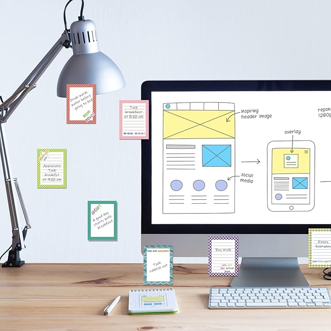 Inspirational Sticky Notes 480 Sheets Motivational Notepads,Appreciation Sticky Note Assortment, Funny Memo Pads Adhesive Memo Pad for Reminder Studying Travel Office Supplies 3 x 4 Inch