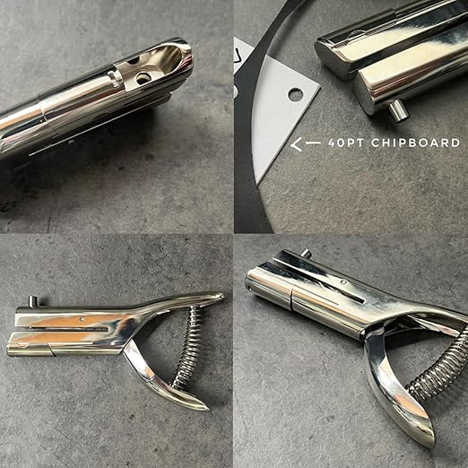 Hole Punch 1/4 Inch,Heavy Duty Single Hole Puncher, 2 Inch Deep Throat Reach, Portable Handheld for Paper, Leather, Scrapbook, Tab Paper, ID Card, PVC Card, Badge, and Photos (1/4"-6mm Hole)