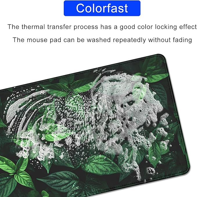 Green Mouse Pad Desktop Mat,Large Gaming Mouse Pad Desk Mat for Keyboard and Mouse,Computer Pad Large Mousepad with Stitched Edge Non-Slip Rubber Base for Office School Home (27.5X11.8 in)