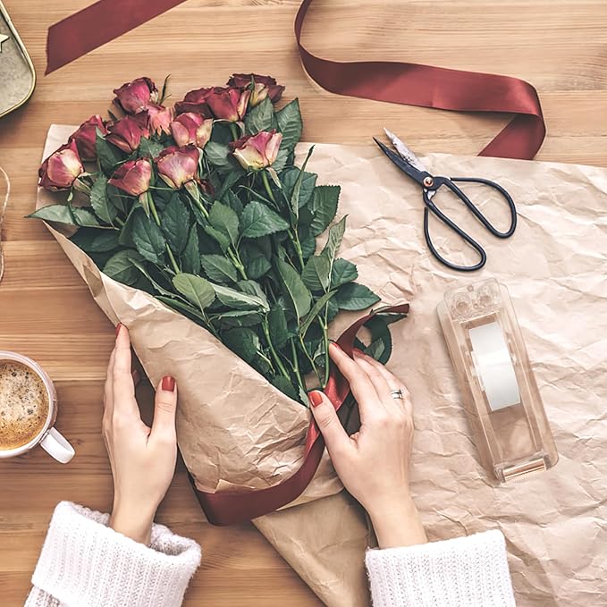 2 Pcs Transparent Acrylic Tape Dispenser, Non-Skid Tape Cutter Holder, Clear Tape Dispensers Bulk for Desk, Office, Home, School