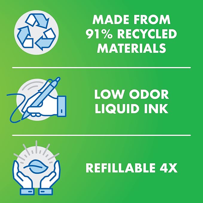 PILOT V Board Master BeGreen Refillable Dry-Erase Markers, Chisel Tip, Black Ink, 12 Count