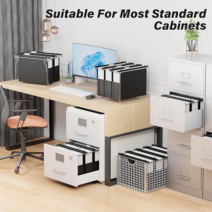 Plastic Hanging File Folders Letter Size,Heavy Duty 3 Inch Expansion Folder,6 Pack Reinforced Expanding File Folder,Extra Capacity Accordian Pocket,Black Hanging Folder Organizer for Home Office