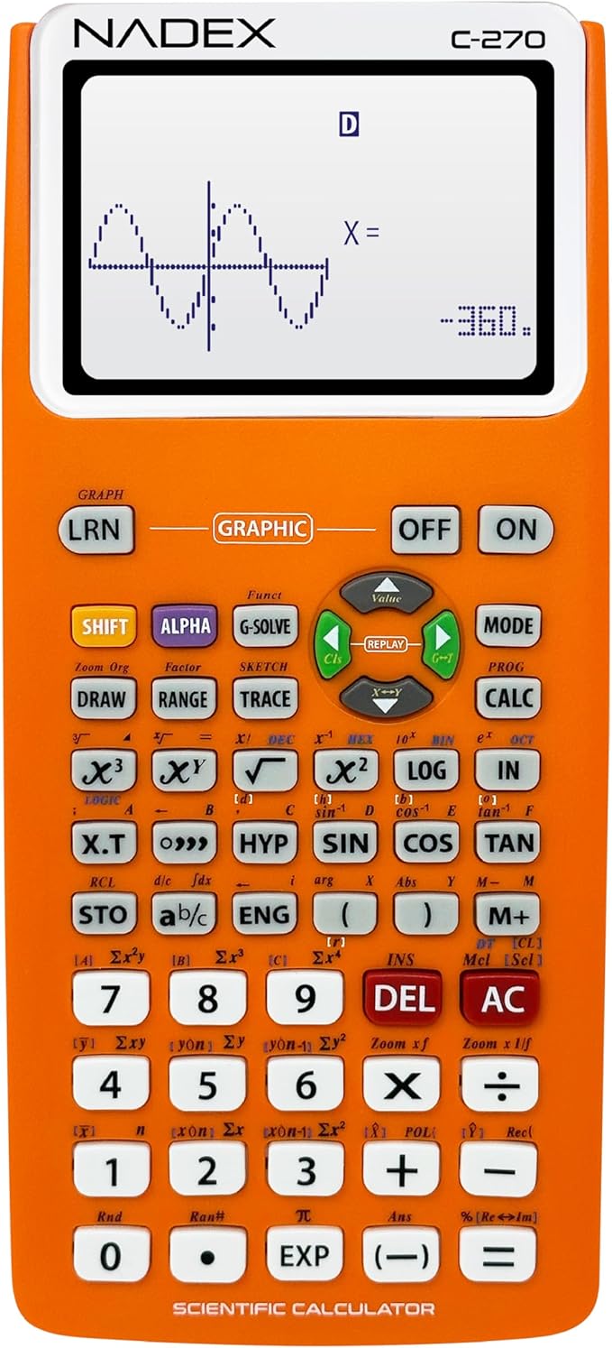 Scientific Calculator with Graph Functions for College and High School Students, Engineering, Advanced Mathematics, Calculus, Algebra, Geometery, Trigonometry, Statistics, Physics, Chemistry, Orange