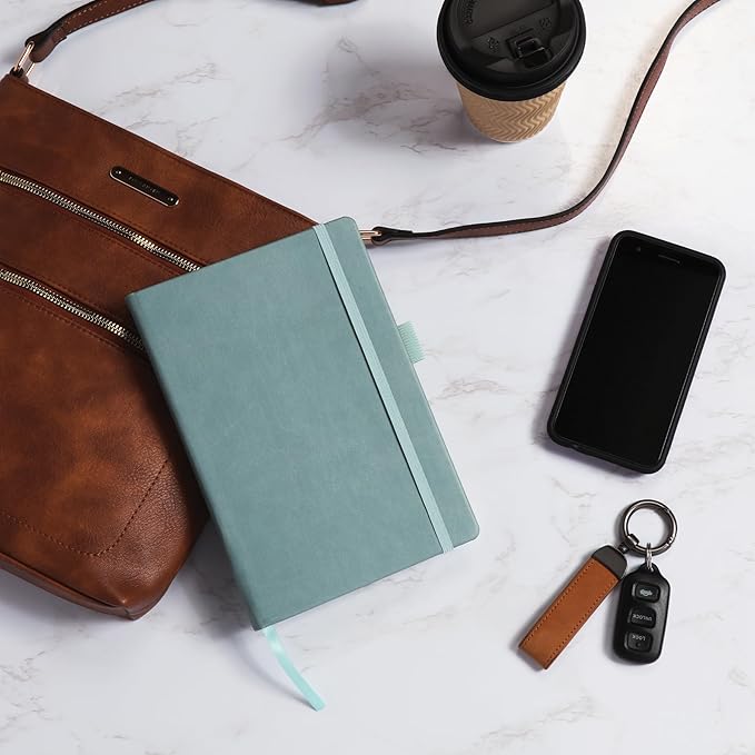 Oxford Journal, Lined Writing Notebook, Writer's Journal, Classic Notebook for School or Office, 320 Pages of Lined Paper, A5 Size, 5.6" x 8.3", Built-in Pen Loop, Light Teal Hardcover (1014494)