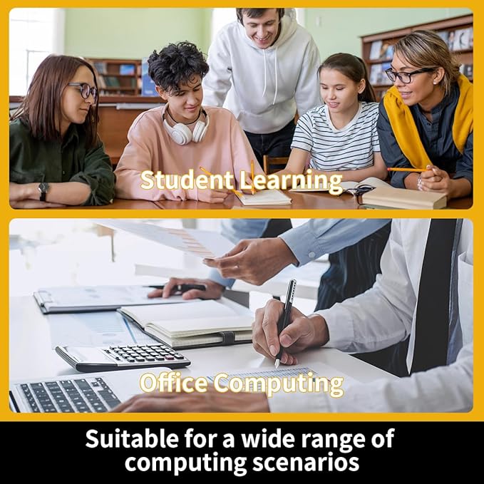 Calculator with Writing Pad,12-Digit LCD Display, Dual Power Solar + Coin Cell,1-Yr Battery Life Silicone Keys for Comfort Lightweight Portable for Students/Engineers/Professionals (White)