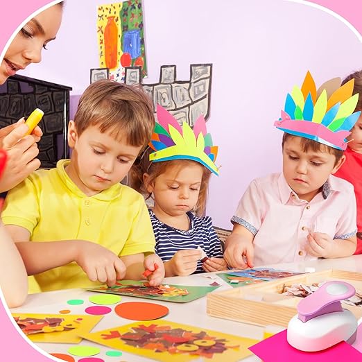 Chengu 6 Pcs Circle Punch Set 3in/2in/1.5in/1in/0.6in/0.3in Scrapbook Hole Punchers Crafting with 10 Sticker Paper Round Cutter Scrapbook for Office Supplies DIY Albums Photos