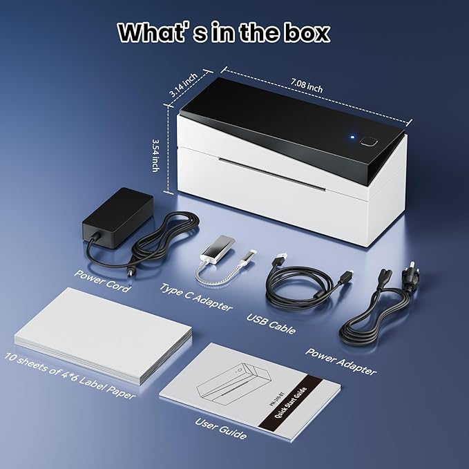 Bluetooth Shipping Label Printer 4x6, 249BT Thermal Label Printer for Small Business, Shipping Packages, Office, Home, Compatible with Amazon, Tiktok, Ebay, USPS