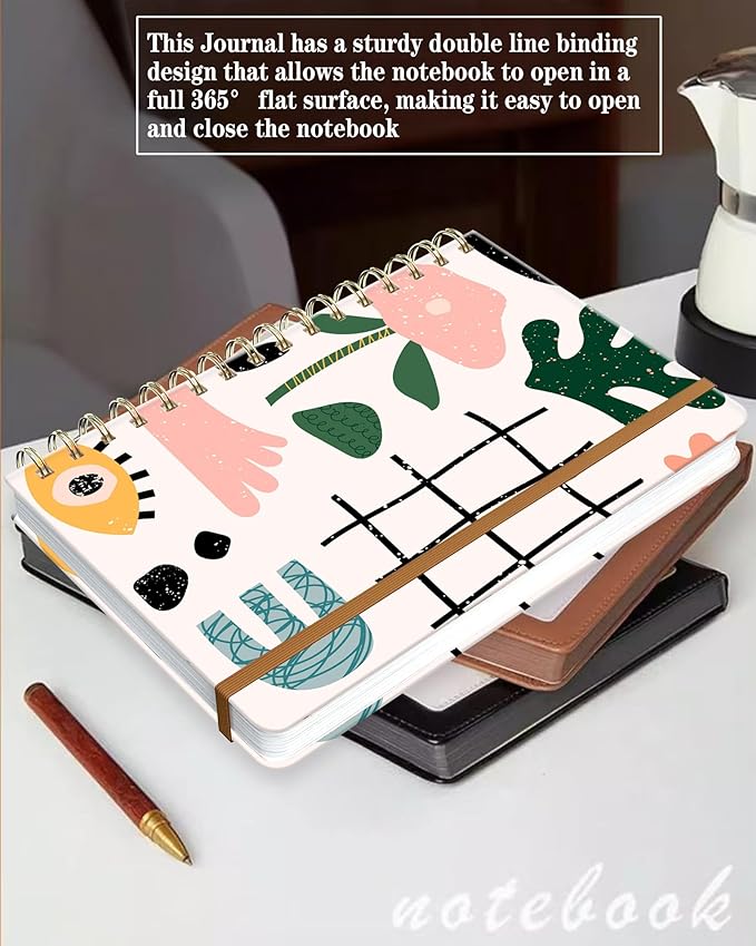 Spiral Journal Notebook for Women, Hardcover A5 College Ruled Notebook, 120 Pages, Thick Paper, Cute Lined Journal for School, Office & Work, 6 x 8.4 in(Doodle Garden)