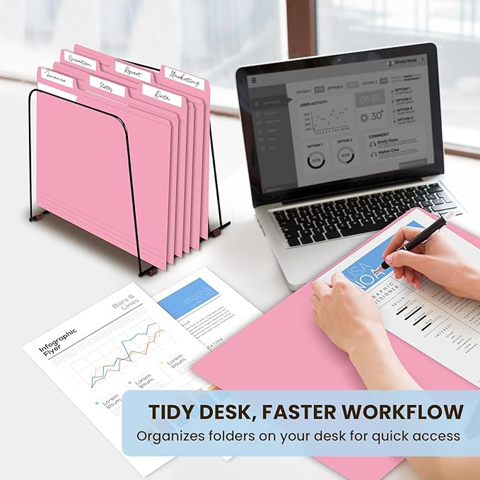 Colored File Folders Letter Size, 60 Pack Pink Folders 1/3 Cut Tabs, Assorted Pastel Color Office School Buiness Folders for Filing Organization, Paper File Folder Bulk Set