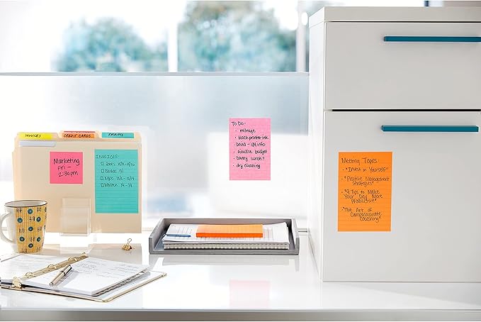 Post-it Super Sticky Notes Multi-Size Supernova Neons | Lined | Double Sticking Power | 15 Pads, Pack of 12