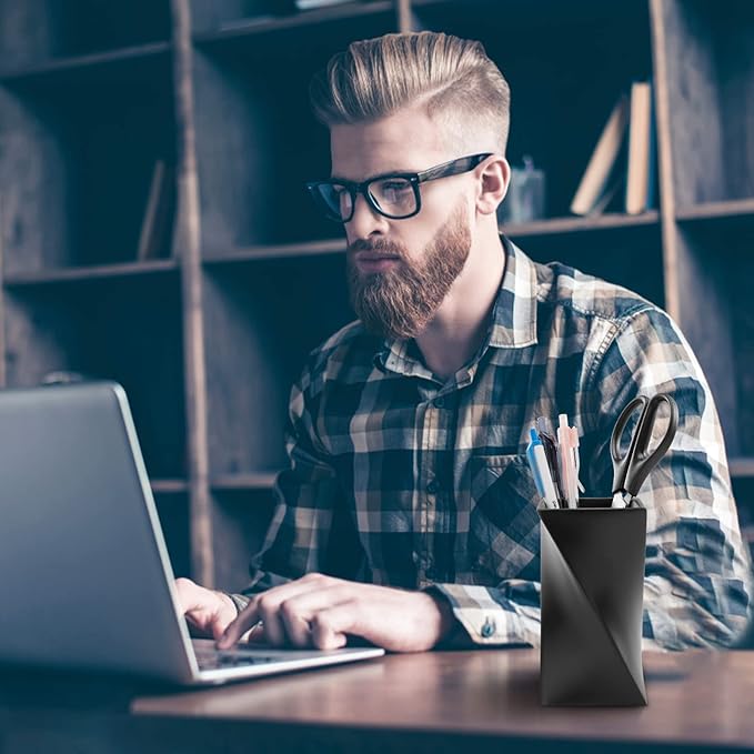 Pen Holder, Pencil Holder for Desk Durable Resin Desk Organizer Makeup Brush Holder for Office, Classroom, Home