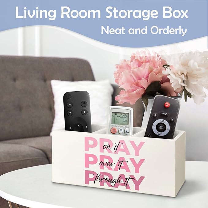 SNNDER Christian Pen Holder for Desk, Prayer Christian Gifts for Women, Pray on It Pray Over It Pray Through It Wooden Pen Pencil Holder Organizer for Home Office Desk Accessories