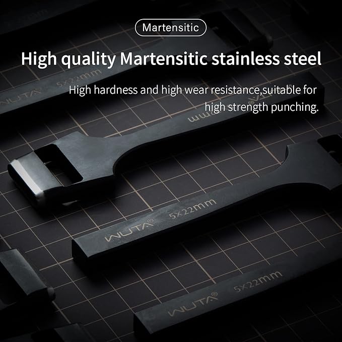 WUTA Leather Belt Hole Puncher Oval Cutter Strap Watch Band Flat Punches Heavy Duty Oblong Punching Tools for Leather Crafting (8 * 5mm)