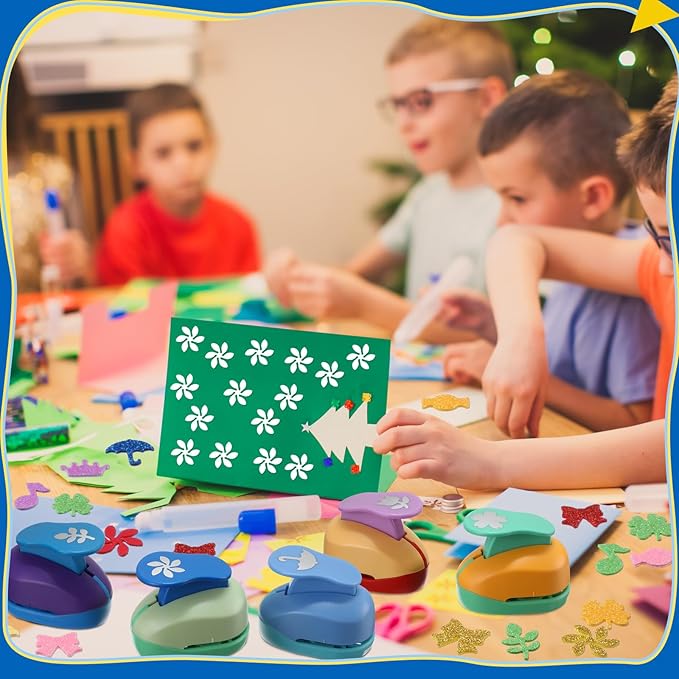 Harloon 10 Pcs Craft Hole Punch Shapes 1 Inch Paper Punch Hole Mix Shapes Cutters for Paper Crafting Scrapbooking Kids Teacher Office Supplies(Cute)