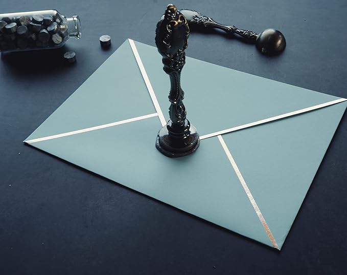 A7 Envelopes - V Flap Foil Border Luxury Mailing Envelopes for 5" x 7" Cards - for Wedding, Invitations, Baby Shower, Photos, Graduation, Birthday, Bridal Shower - 5.25" x 7.25" (Teal, 25 Pack)