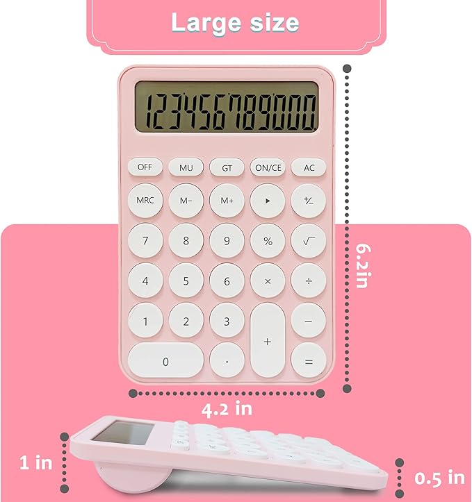 Standard Calculator 12 Digit,6.2 * 4.2in Desktop Large Display and Buttons,Calculator with Large LCD Display for Office,School, Home & Business Use,Automatic Sleep,15 °Tilt Screen