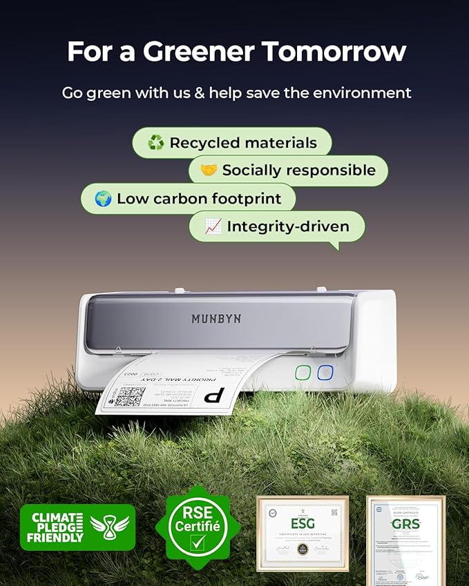 MUNBYN Replaceable Print-Head Bluetooth Thermal Label Printer with Paper Holder, RW405B, Wireless 4x6 Shipping Label Printer for Small Businesses Compatible with Mac, Windows, iPhone, Android, Chrome