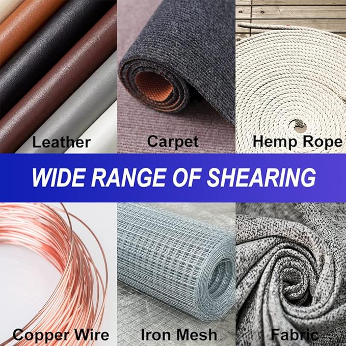 Heavy Duty 8'' Multipurpose Scissors with Protective Cover, Stainless Steel Serrated Blades, Easy Cutting Cardboard, Leather, Fabric, Wires, White