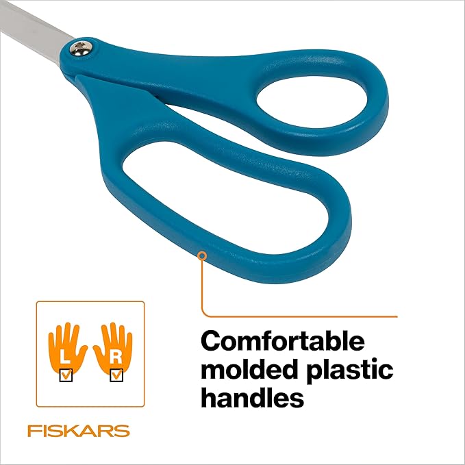 Fiskars 2-Pack 8" Scissors for Office - Stainless Steel Scissors - All Purpose Cutting for Home, Arts & Crafts - Blue