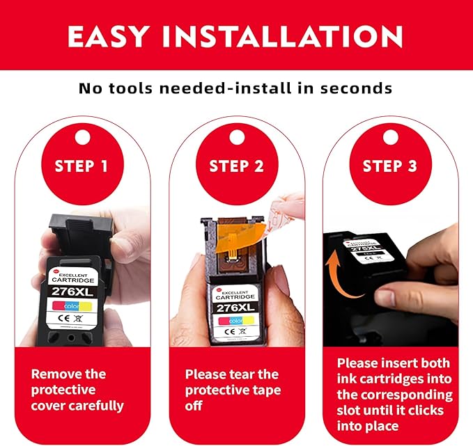 276XL Color 275XL Black Ink Cartridge Combo Pack (2-Pack) - Replacement for Canon tr4700 Printer Ink Cartridges Compatible for Canon tr4700 tr4720 tr4722 ts3700 ts3722 ts3522 ts3500 ts3720 Ink