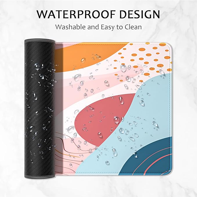 Auhoahsil Desk Mat, Ultra Large Mouse Pad, XXL Gaming Mousepad, Pretty Desk Pad, Big Extended Full Size Desktop Desk Matt for Keyboard, Laptop & Computer, 35.5 x 15.7 in, Abstract Orange Pink Pattern