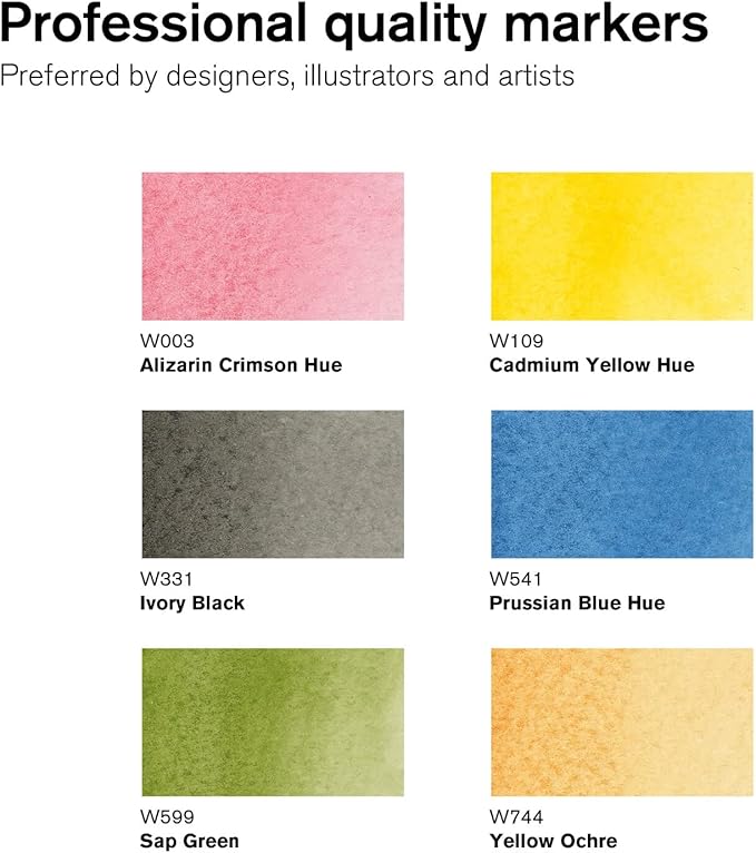 Winsor & Newton ProMarker Watercolor Marker Set, 6 Count, Basic Tones