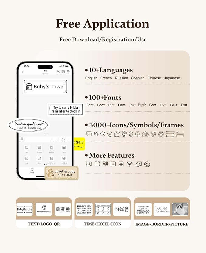 NIIMBOT Label Maker Bluetooth Mini Label Printer D11 2024 Version, Portable Label Maker with Tape Thermal Sticker Small Labeler, 300 DPI High Clearity Rechargeable, Black