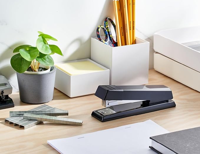Bostitch Office Stapler, No-Jam Premium for Desktop, Includes 1,250 Staples, Full-Strip, 25 Sheet Capacity, Black, 3 Pack