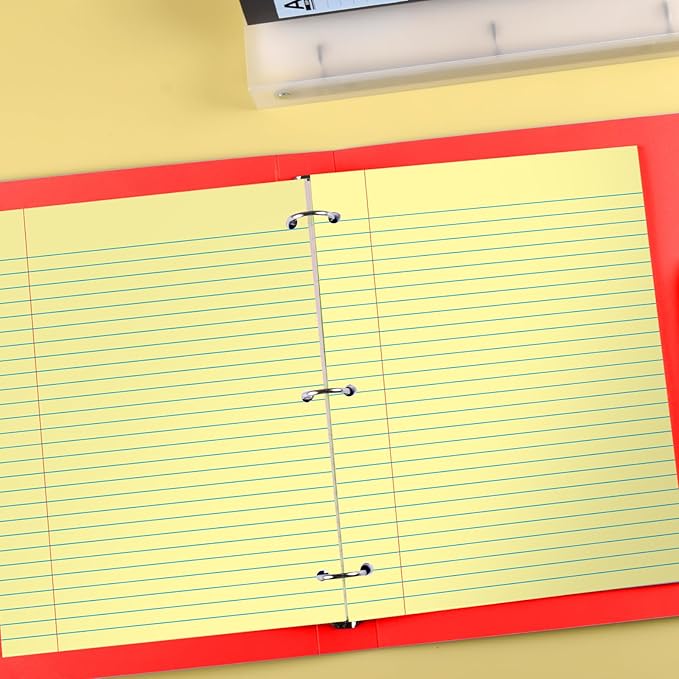 KAISA Loose Leaf Notebook Paper, Wide Ruled, 300 Sheets Per Lined Paper, 8" x 10.5", 3 Hole Punched for 3 Ring Binder, Canary, Made In USA