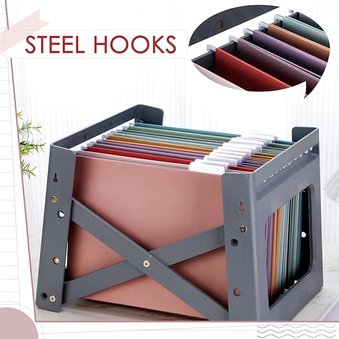 Yaomiao 24 Pack Hanging File Folders 3 Pleats Letter Size File Cabinet Folders with 1/5-Cut Adjustable Tabs Expandable Document Cabinet Colored for Home Desk Office Organization(Morandi Color)