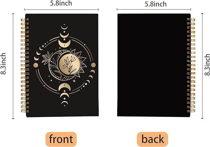 Sun and Moon Notebook, Boho Aesthetic Notebooks, Witchy Journal, Witchy Gifts for Women, Mystical Celestial Spiral Notebook Journal 5.5x8.3