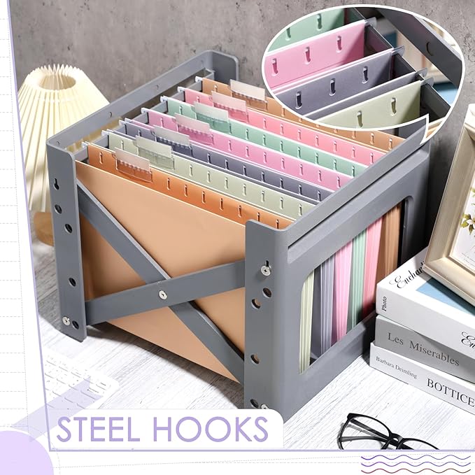 Yaomiao 24 Pack Hanging File Folders 3 Pleats Letter Size File Cabinet Folders with 1/5-Cut Adjustable Tabs Expandable Document Cabinet Colored for Home Desk Office Organization(Fresh Color)