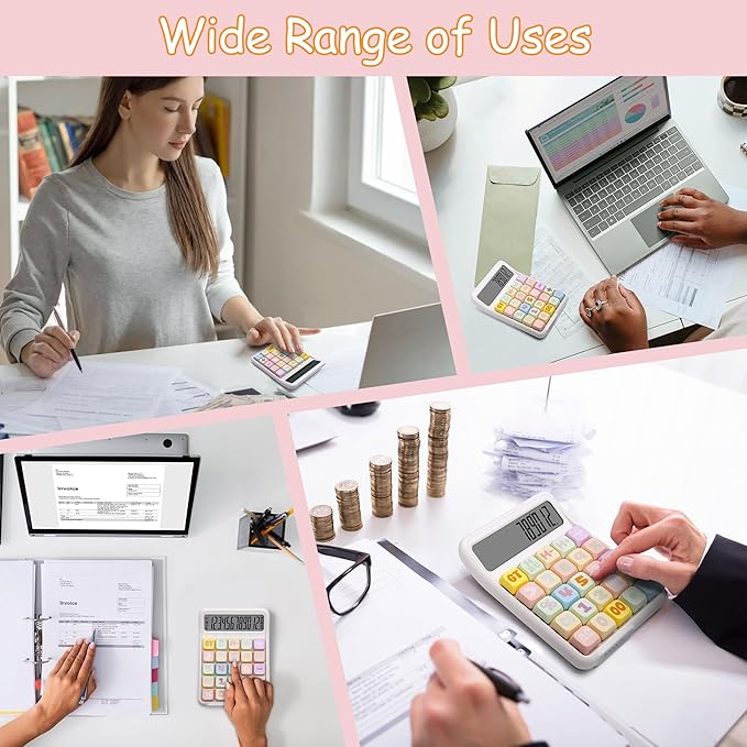 Mechanical Switch Calculator, 12 Digit Large LCD Display, Big Buttons, Real Mechanical Keypad, Desktop Calculator for Office & Study