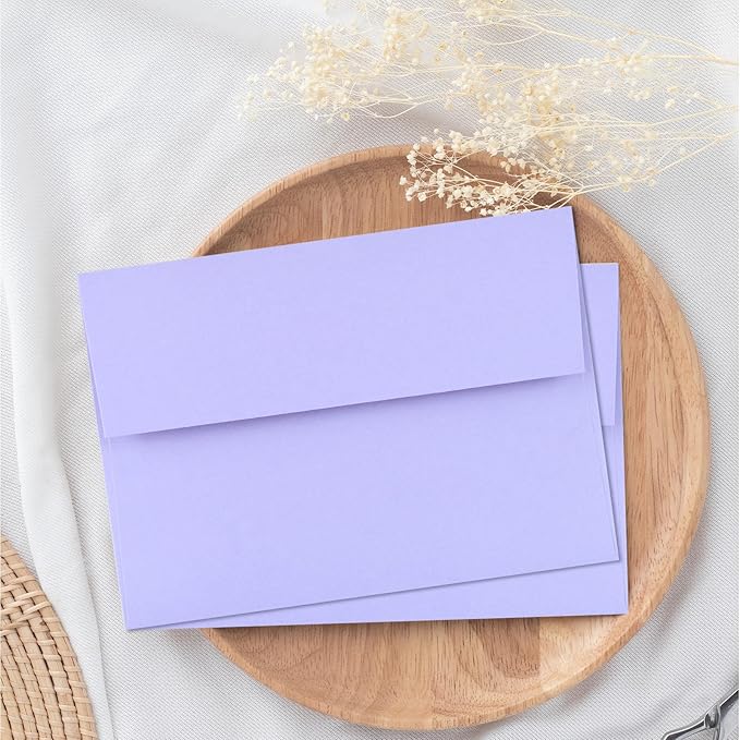 50 Pack Purple Envelopes - A7, 5x7 Self Seal, Printable for Wedding & Baby Shower Invitations