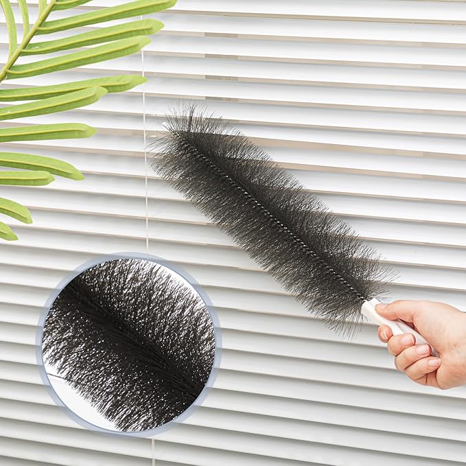 Sliner 2 Pcs Cobweb Duster Bendable Fan Duster Plastic Dust Cleaner Reusable Head Ceiling Brush Microfiber Dirt Remover for Fan Air Conditioning Home Vents Shutters (Gray)