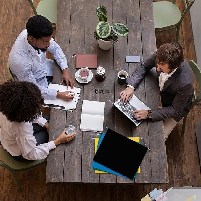 Letter Size Hanging File Folders-6 Pack,11 Point Black Paper Stock,1/5-Cut Adjustable Tabs,Bulk for Filing Cabinet