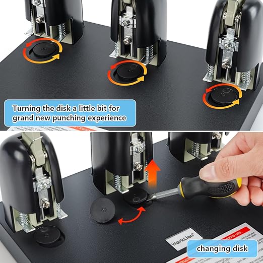Worklion 3 Hole Puncher for Binder: Heavy Duty Three Hole Paper Punch for Max 150 Sheet,Save Power Large Punch