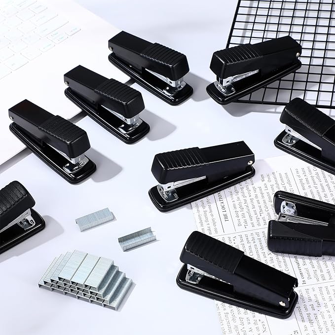 12 Pack Staplers for Desk with 12000 Staples Office Stapler Bulk 30 Sheet Capacity Metal Non-Slip Stapling Machine Heavy Duty for School Office