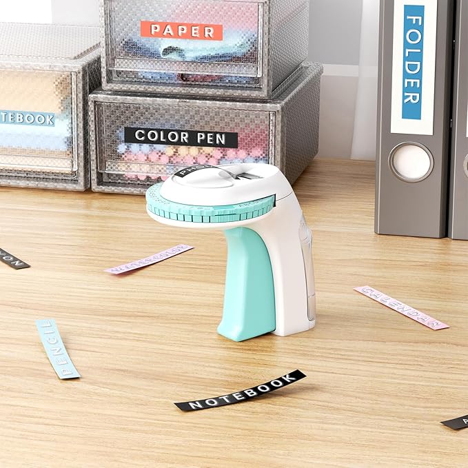 Vixic Embossing Label Maker, Retro Manual Label Makers Embossed, Old School Emboss Label Maker Punch, Handheld Embosser with 5 Rolls 3D Embossing Tapes, Labeler for DIY Crafting Kitchen Office Kids