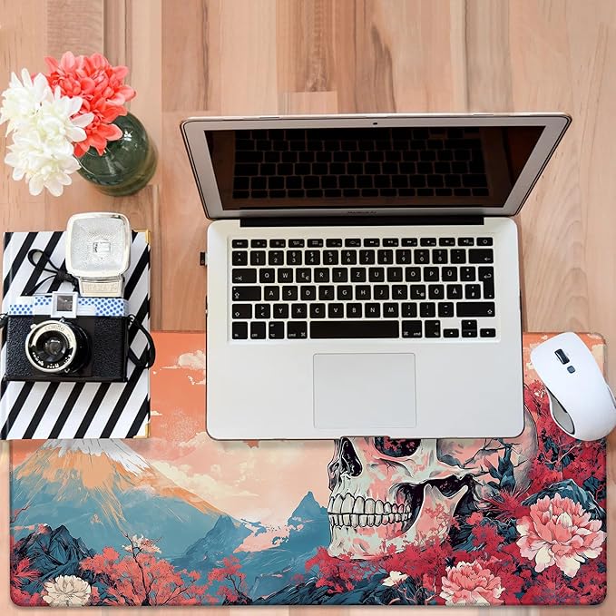 Anime Skull Gaming Mouse Pad 3mm Thick Stitched Edge Waterproof Non-Slip Large Computer Keyboard Mouse Mat,Suitable for Office Entertainment Decorative Desk Pad 35.4 x 15.7 Inches